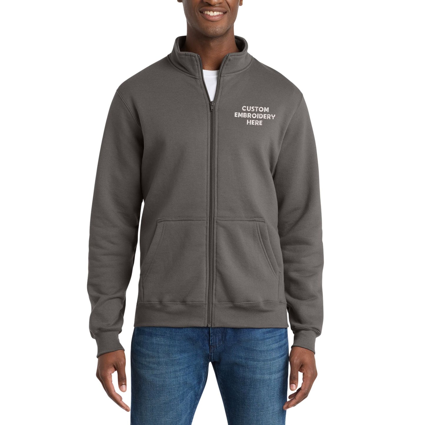 Port & Co™ Custom Embroidered Core Fleece Cadet Full-Zip Sweatshirt - PC78FZ