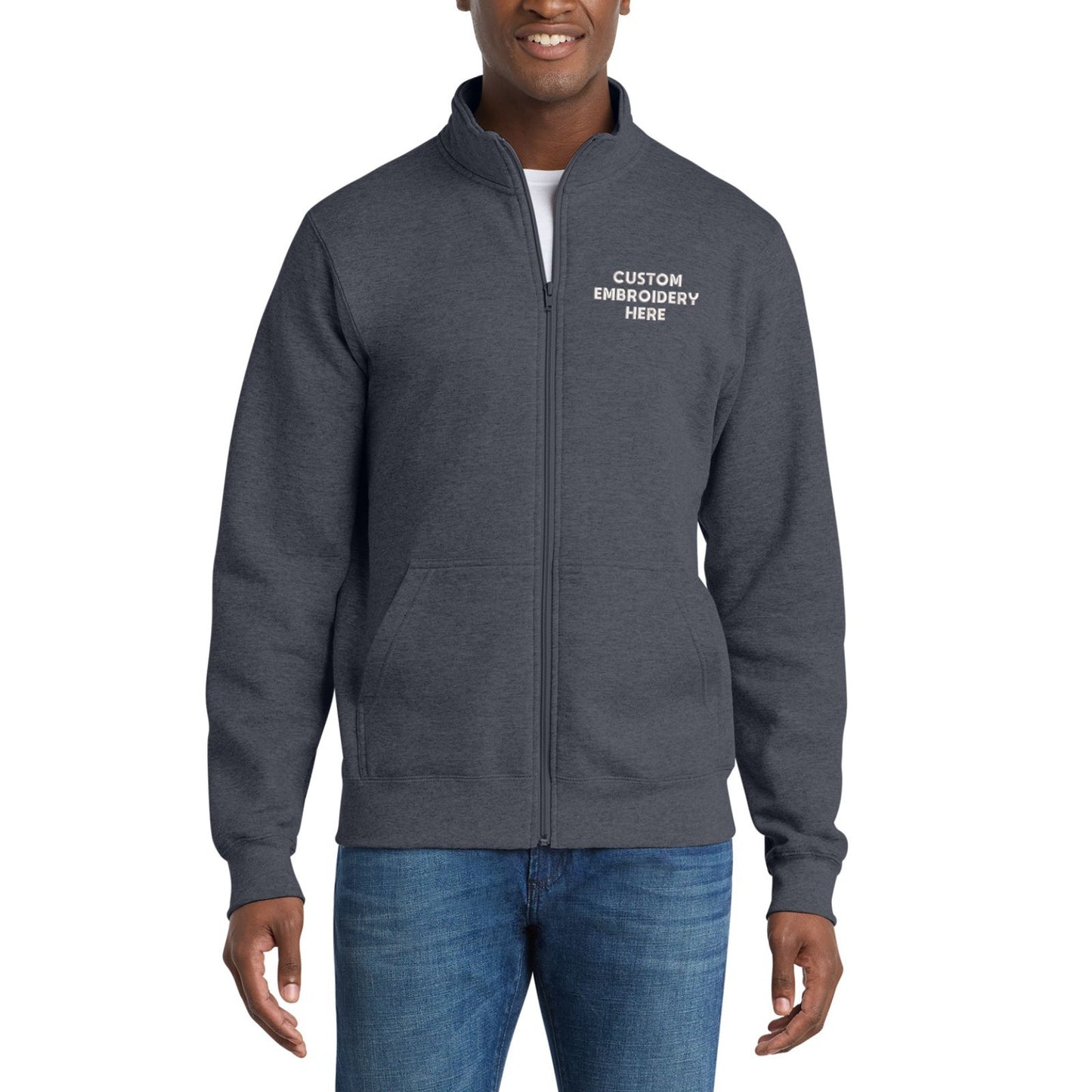 Port & Co™ Custom Embroidered Core Fleece Cadet Full-Zip Sweatshirt - PC78FZ