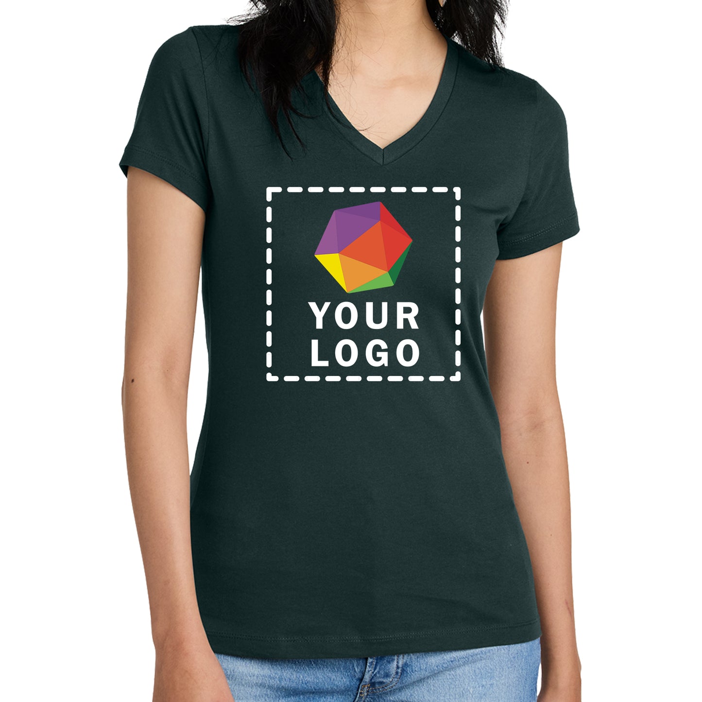 District® Custom Printed Women’s Perfect Weight ® V-Neck Tee - DM1170L