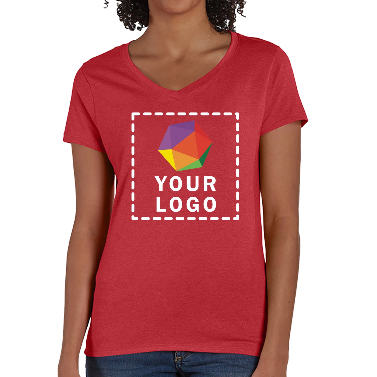 Hanes Ladies' Perfect-T Triblend Custom Printed V-Neck T-shirt - 42VT