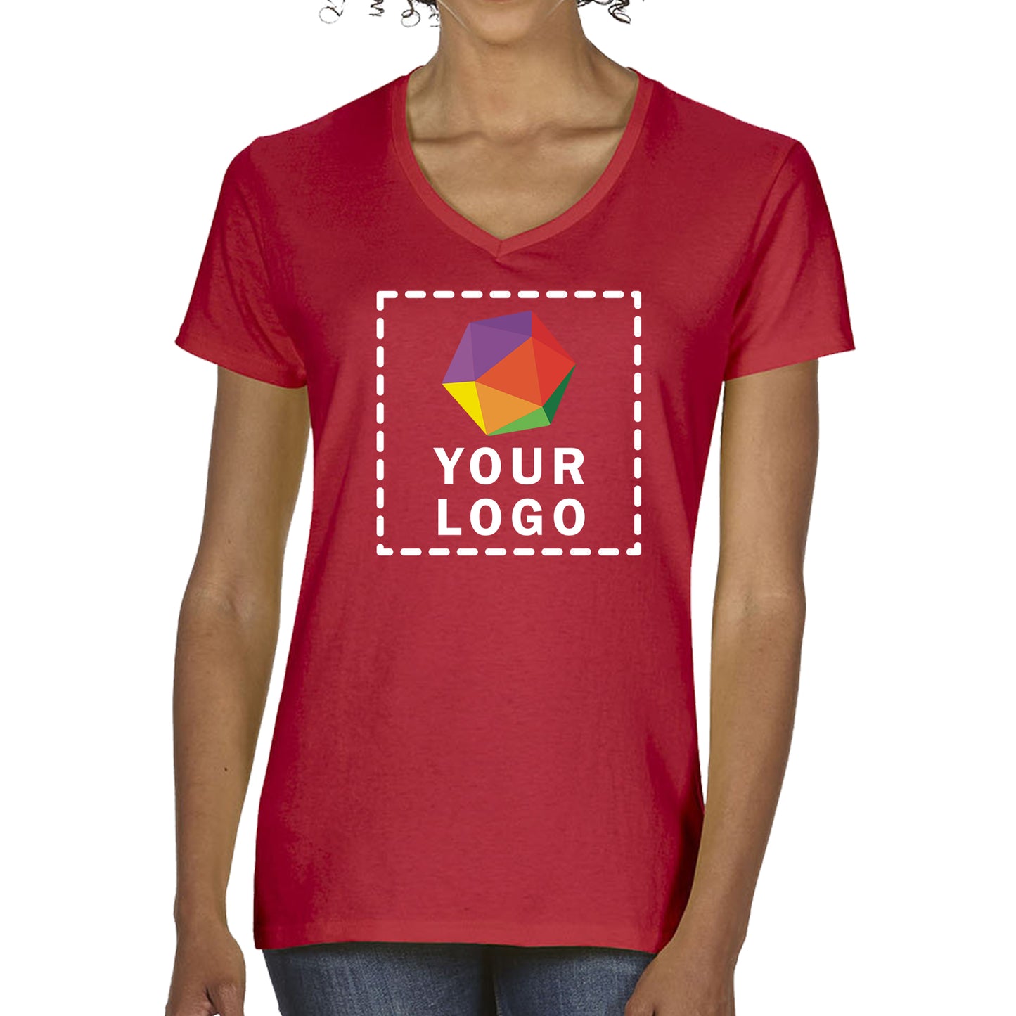 Gildan Custom Printed Ladies' Heavy Cotton™ V-Neck T-Shirt - 5V00L