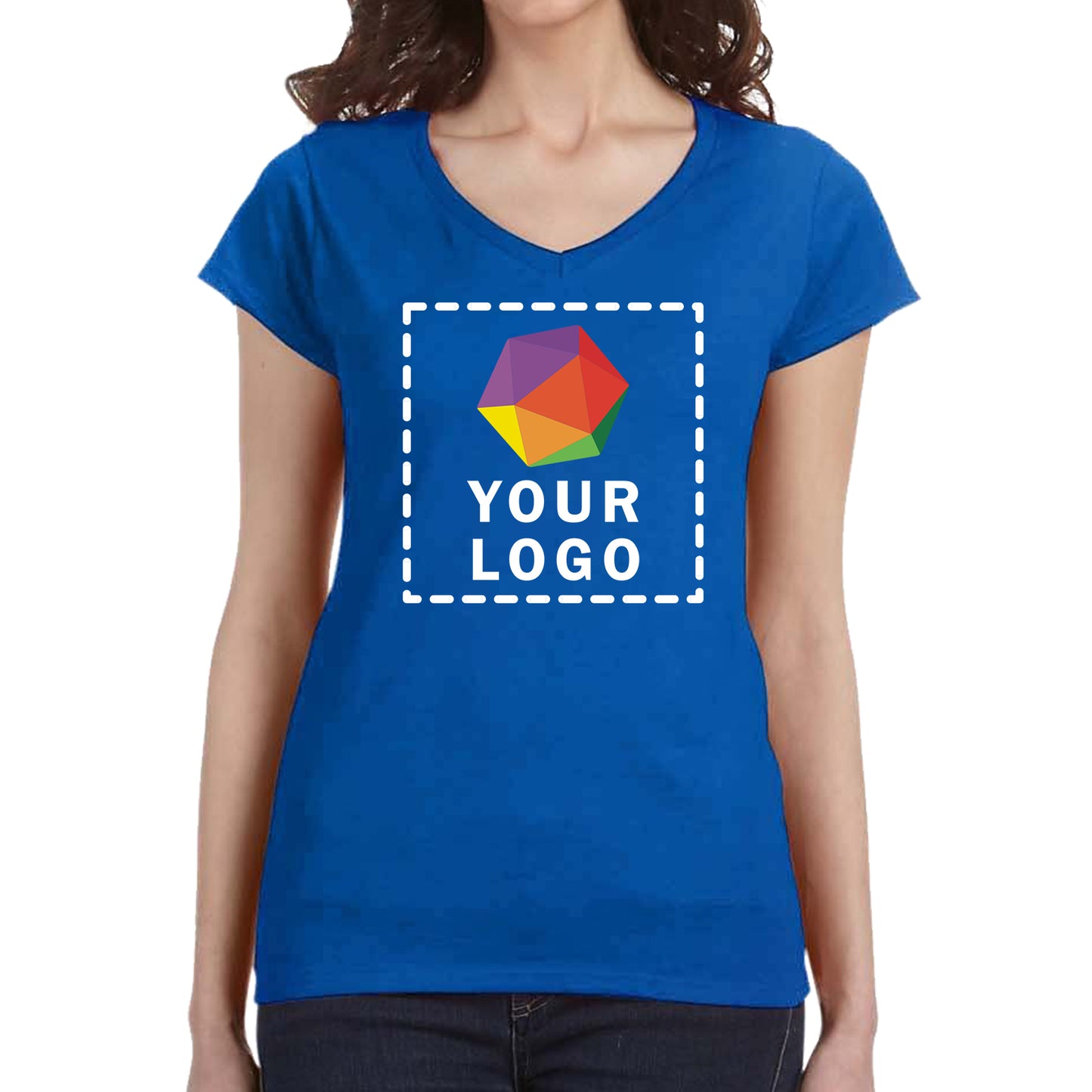 Gildan Custom Printed Ladies' SoftStyle® Fitted V-Neck T-Shirt - 64V00L