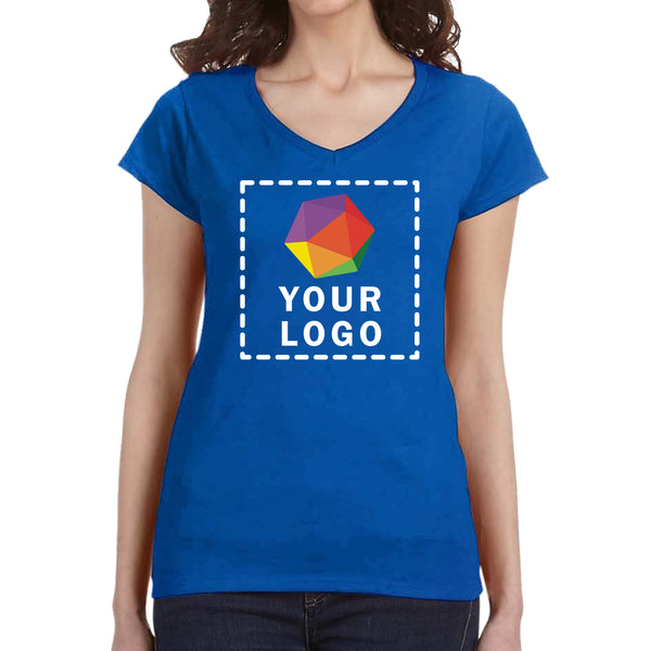 Gildan Custom Printed Ladies' SoftStyle® Fitted V-Neck T-Shirt - 64V00L