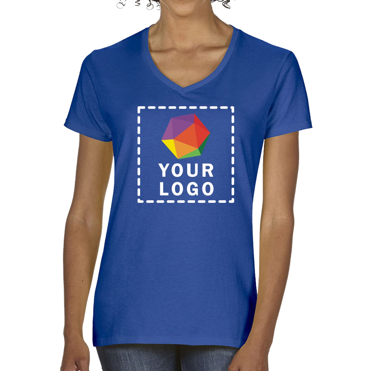 Gildan Custom Printed Ladies' Heavy Cotton™ V-Neck T-Shirt - 5V00L