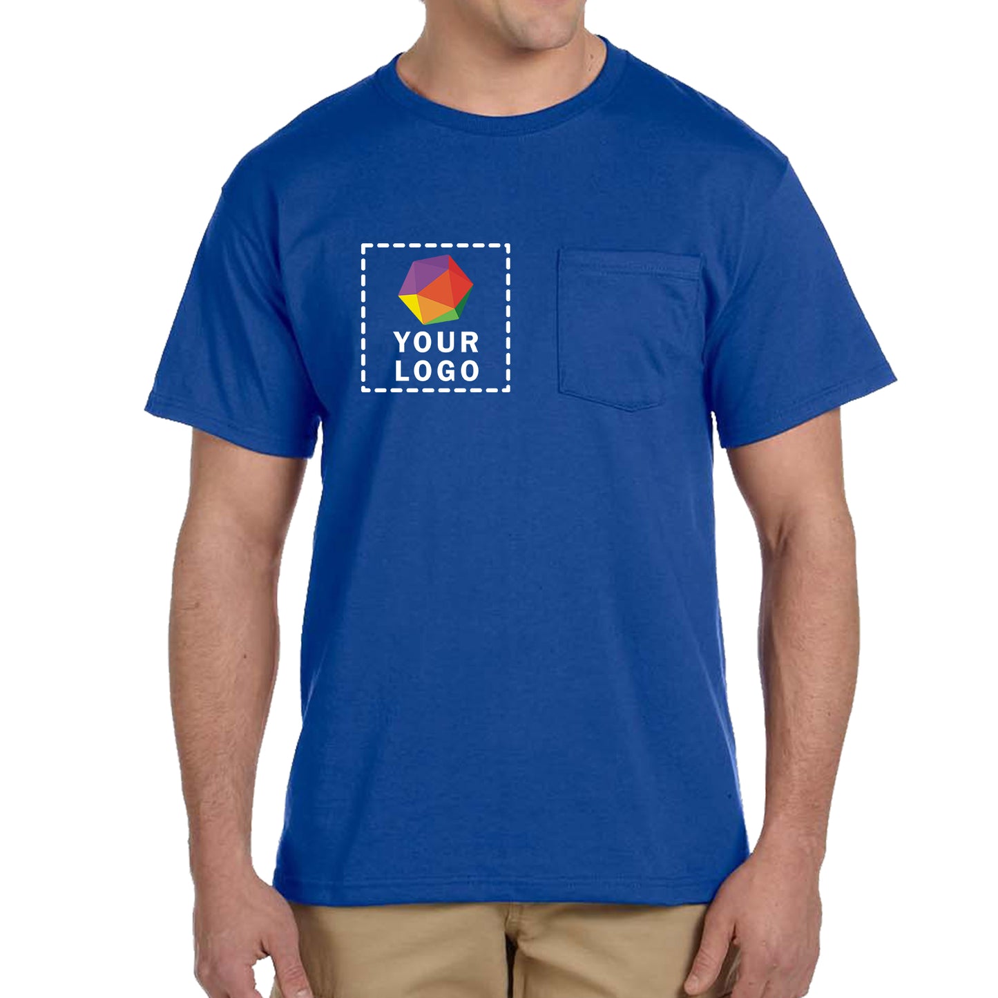 Jerzees® Dri-Power® 50/50 Cotton/Poly Custom Printed Pocket T-Shirt. 29MP