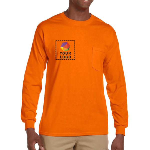 Gildan Custom Printed Adult Ultra Cotton® Long-Sleeve Pocket T-Shirt - G2410