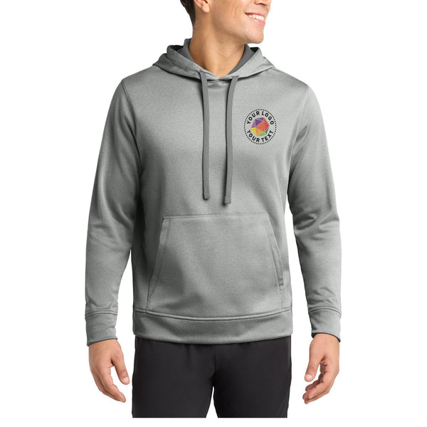Sport-Tek ® PosiCharge ® Sport-Wick ® Custom Embroidered Heather Fleece Hooded Pullover. ST264