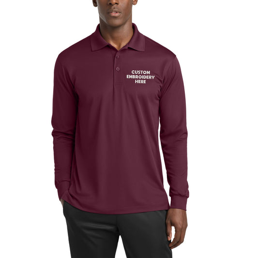 Sport-Tek® Custom Embroidered Long Sleeve Micropique Sport-Wick® Polo - ST657
