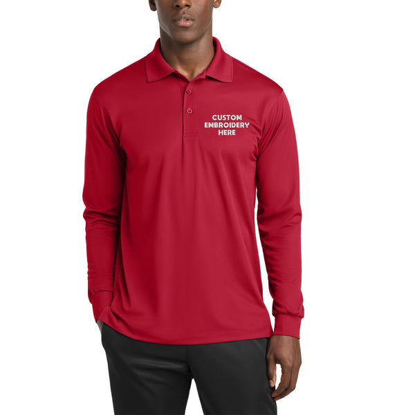 Sport-Tek® Custom Embroidered Long Sleeve Micropique Sport-Wick® Polo - ST657