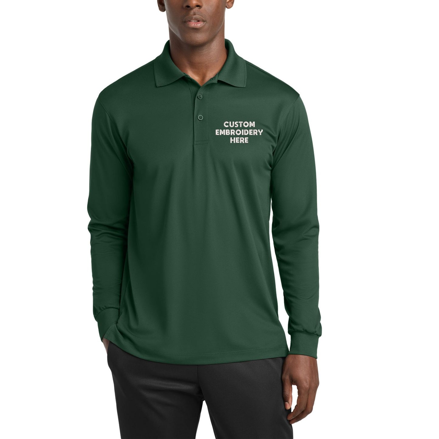 Sport-Tek® Custom Embroidered Long Sleeve Micropique Sport-Wick® Polo - ST657