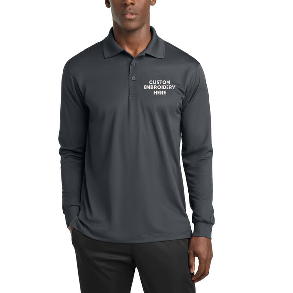 Sport-Tek® Custom Embroidered Long Sleeve Micropique Sport-Wick® Polo - ST657