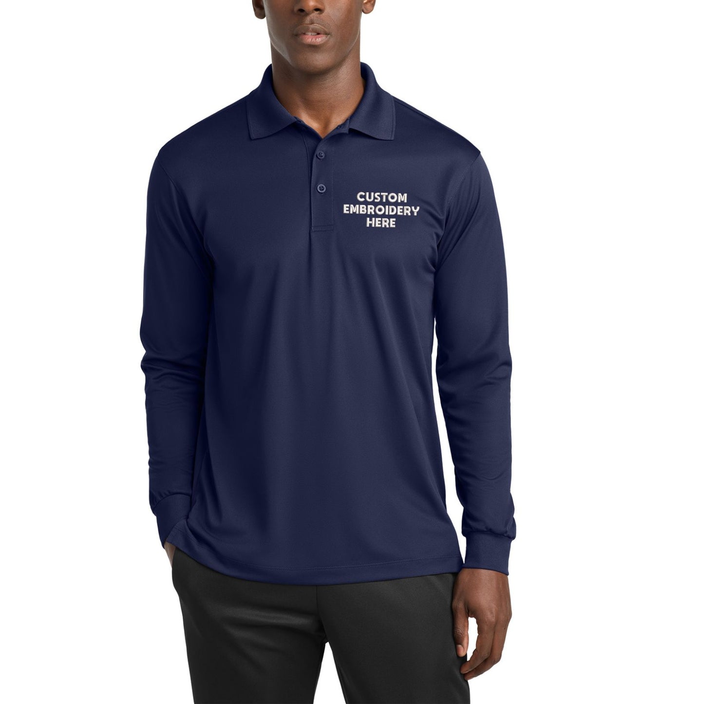 Sport-Tek® Custom Embroidered Long Sleeve Micropique Sport-Wick® Polo - ST657
