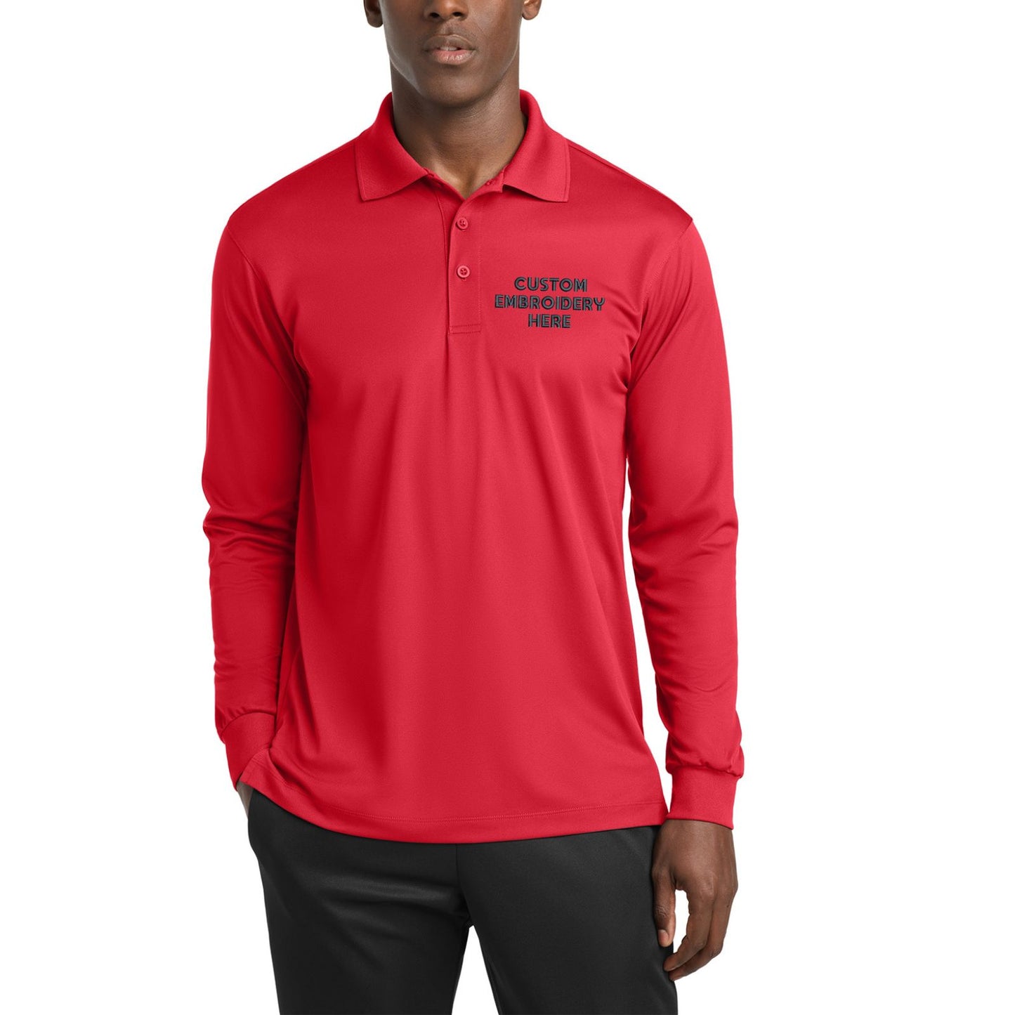 Sport-Tek® Custom Embroidered Long Sleeve Micropique Sport-Wick® Polo - ST657