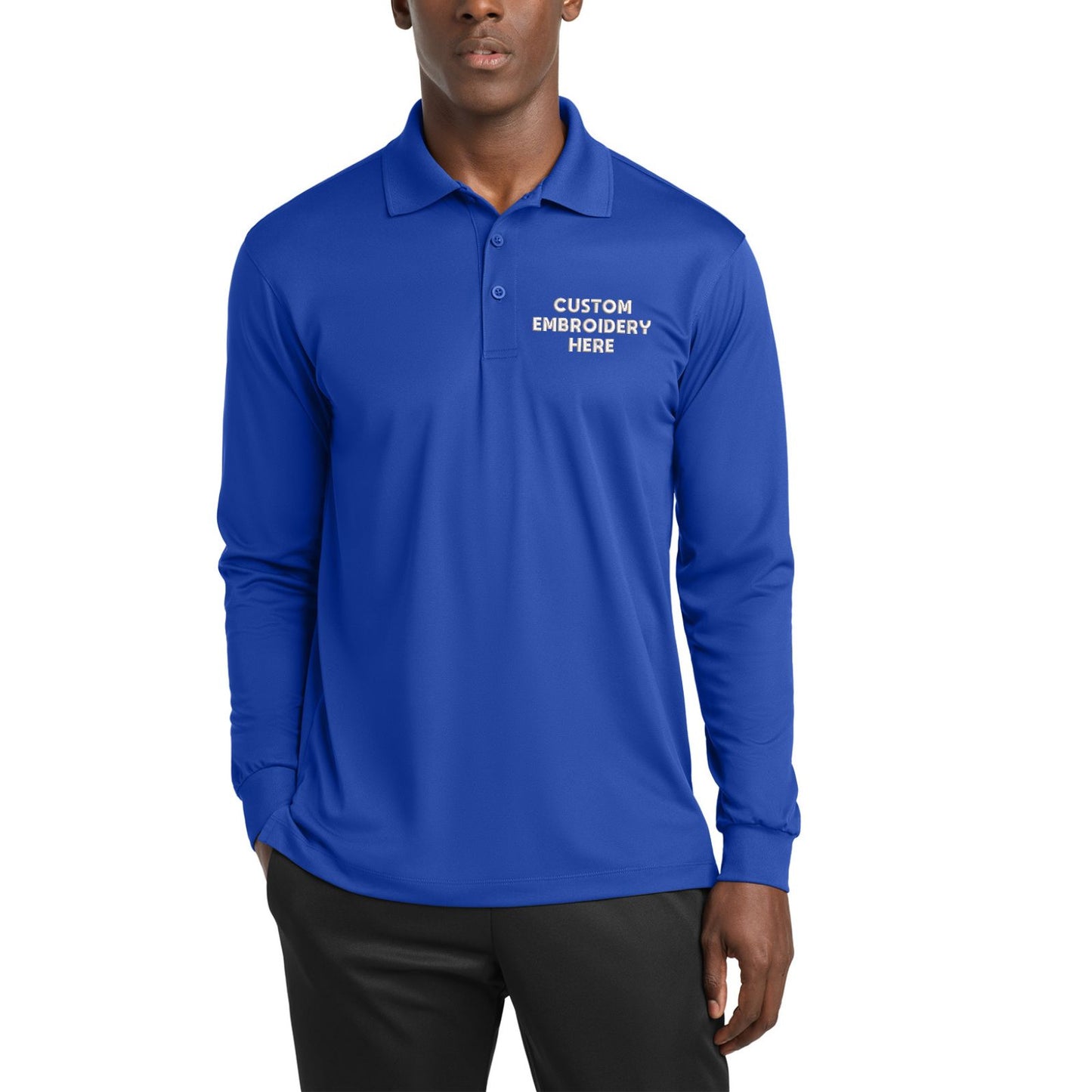 Sport-Tek® Custom Embroidered Long Sleeve Micropique Sport-Wick® Polo - ST657