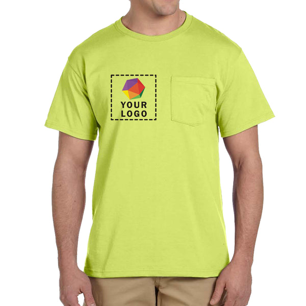 Jerzees® Dri-Power® 50/50 Cotton/Poly Custom Printed Pocket T-Shirt. 29MP
