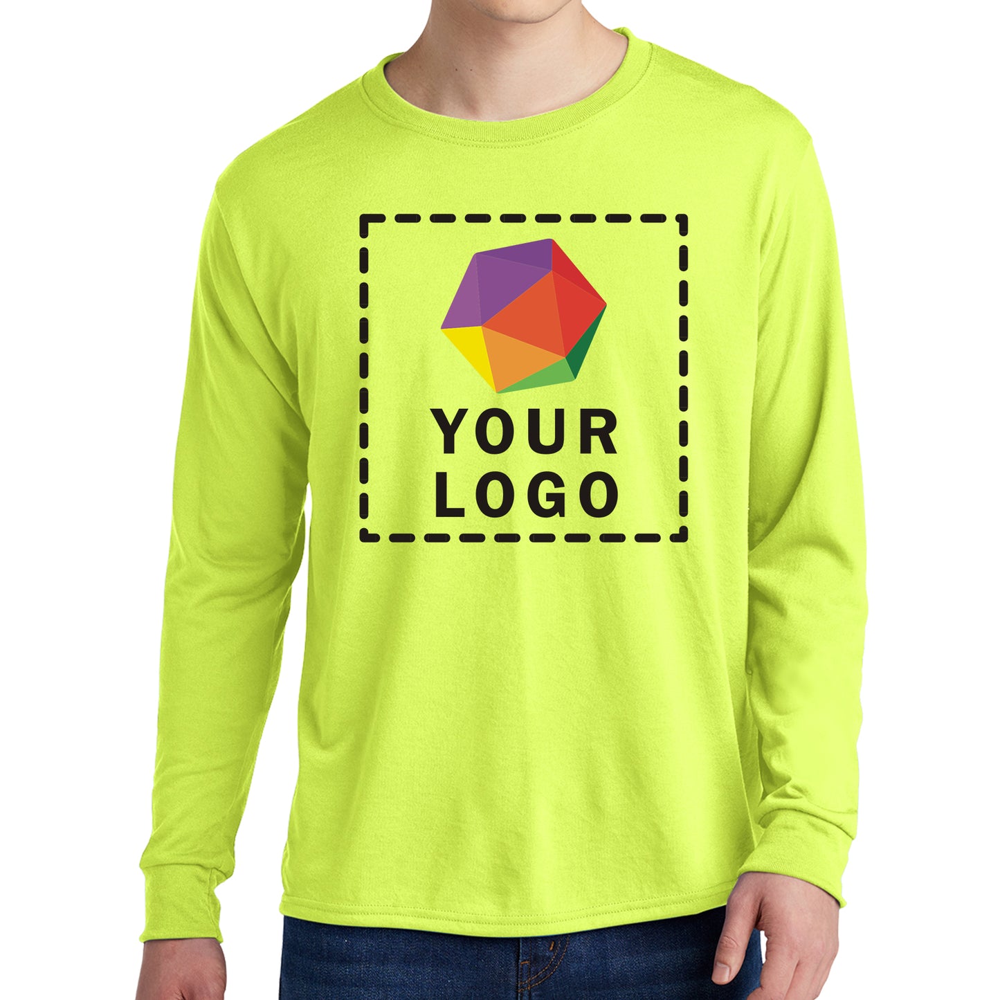 Jerzees® Dri-Power® 100% Polyester Custom Printed Long Sleeve T-Shirt. 21LS