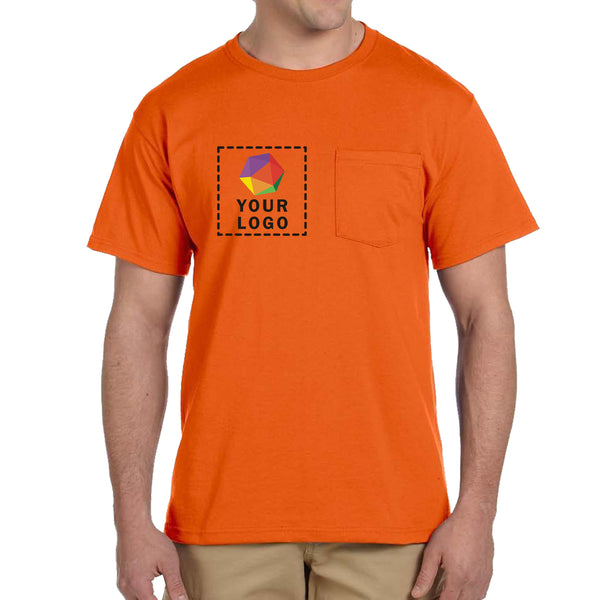 Jerzees® Dri-Power® 50/50 Cotton/Poly Custom Printed Pocket T-Shirt. 29MP