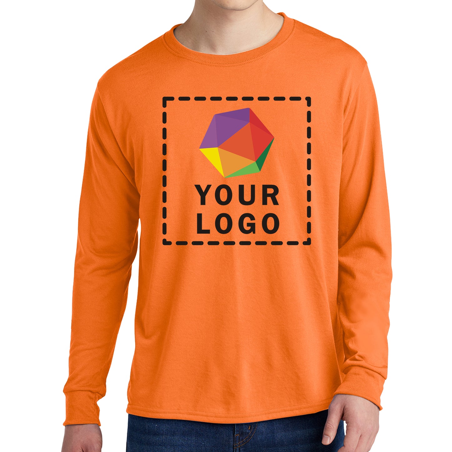 Jerzees® Dri-Power® 100% Polyester Custom Printed Long Sleeve T-Shirt. 21LS