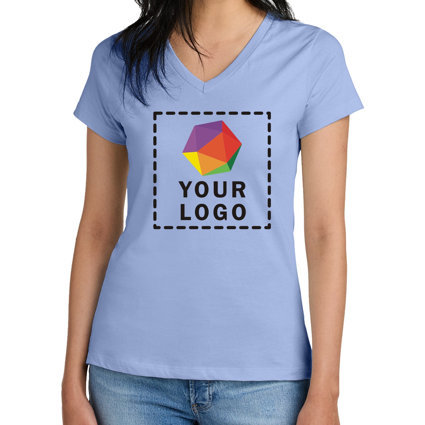 District® Custom Printed Women’s Perfect Weight ® V-Neck Tee - DM1170L