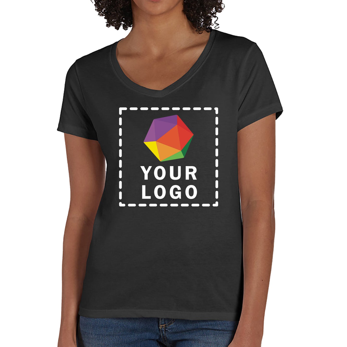 Hanes Ladies' Perfect-T Triblend Custom Printed V-Neck T-shirt - 42VT