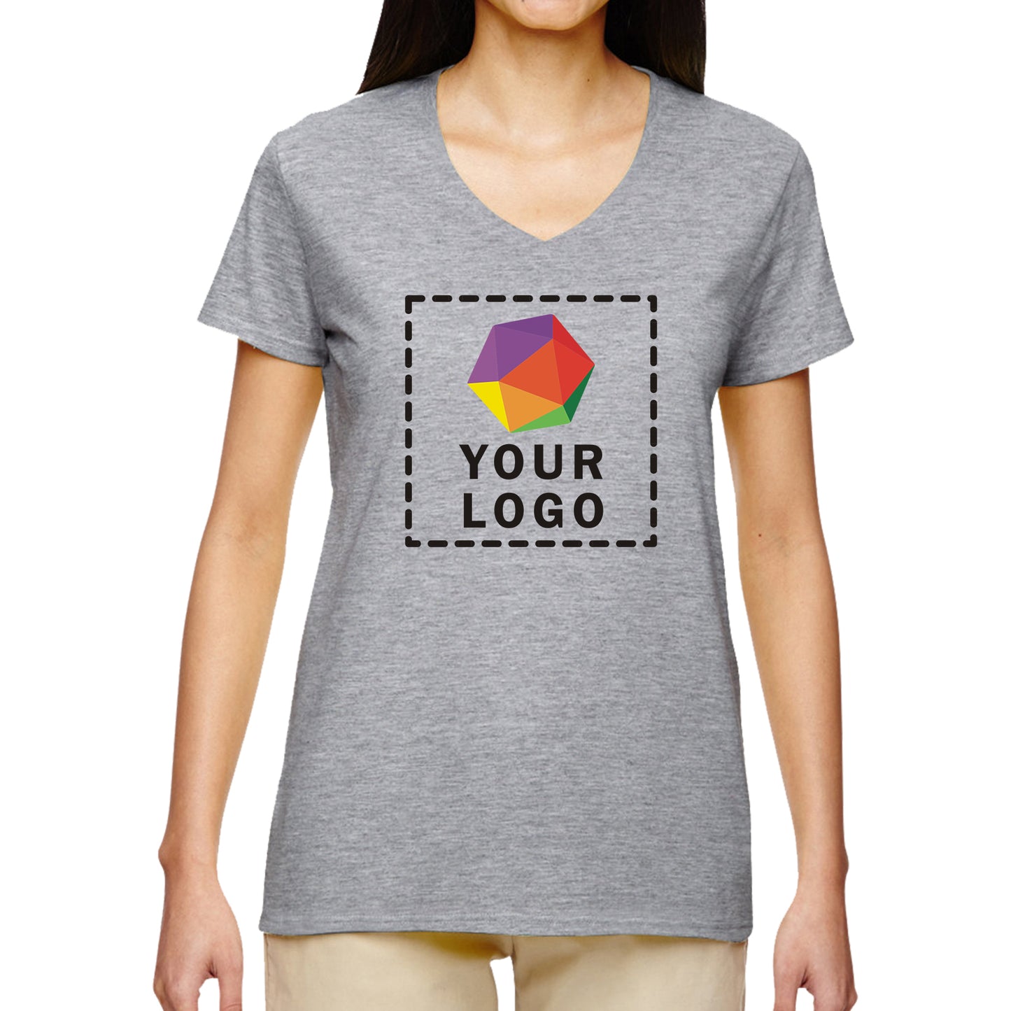 Gildan Custom Printed Ladies' Heavy Cotton™ V-Neck T-Shirt - 5V00L