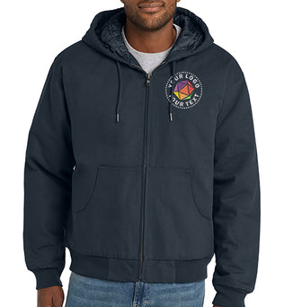 CornerStone® Custom Embroidered Tall Duck Cloth Hooded Work Jacket - TLJ763H