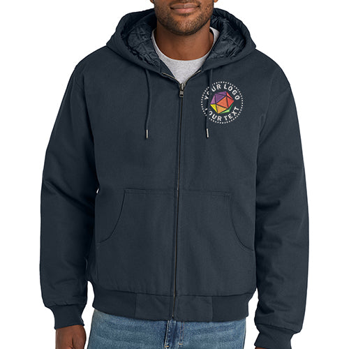 CornerStone® Custom Embroidered Tall Duck Cloth Hooded Work Jacket - TLJ763H