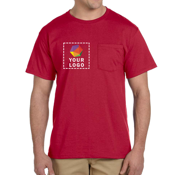 Jerzees® Dri-Power® 50/50 Cotton/Poly Custom Printed Pocket T-Shirt. 29MP