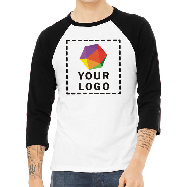 BELLA+CANVAS ® Custom Printed Unisex 3/4-Sleeve Baseball Tee - 3200