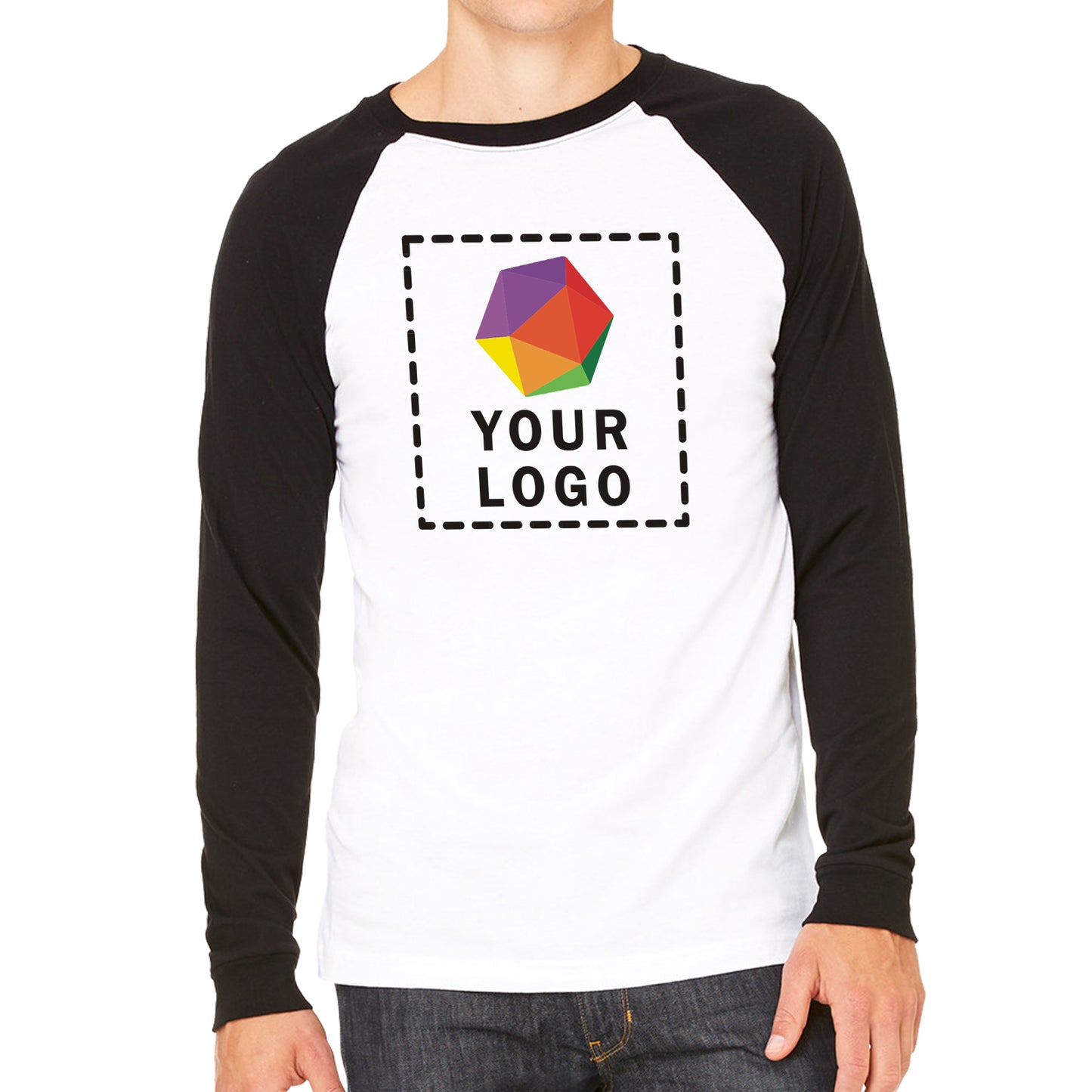 Bella + Canvas Custom Printed Men's Jersey Long-Sleeve Baseball T-Shirt - 3000C