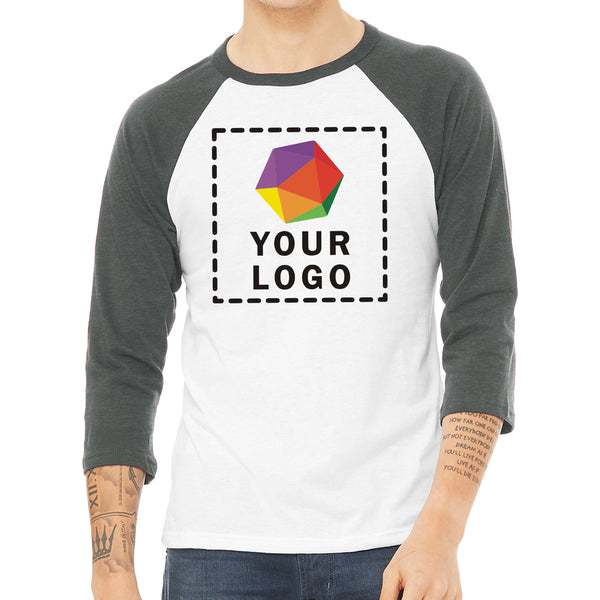 BELLA+CANVAS ® Custom Printed Unisex 3/4-Sleeve Baseball Tee - 3200