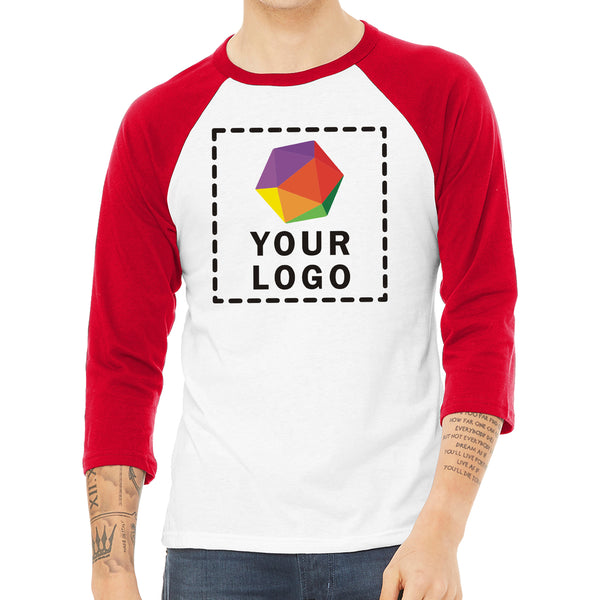BELLA+CANVAS ® Custom Printed Unisex 3/4-Sleeve Baseball Tee - 3200