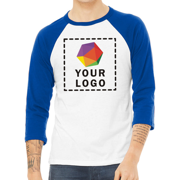 BELLA+CANVAS ® Custom Printed Unisex 3/4-Sleeve Baseball Tee - 3200