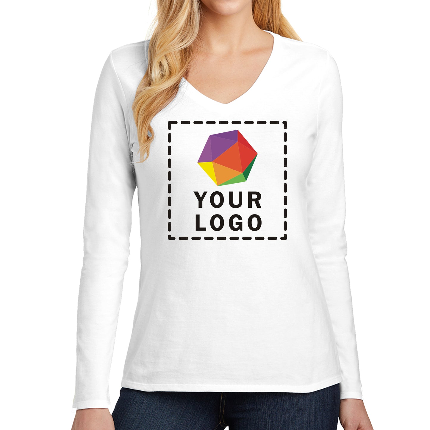 District® Custom Printed Women’s Very Important Tee ® Long Sleeve V-Neck - DT6201