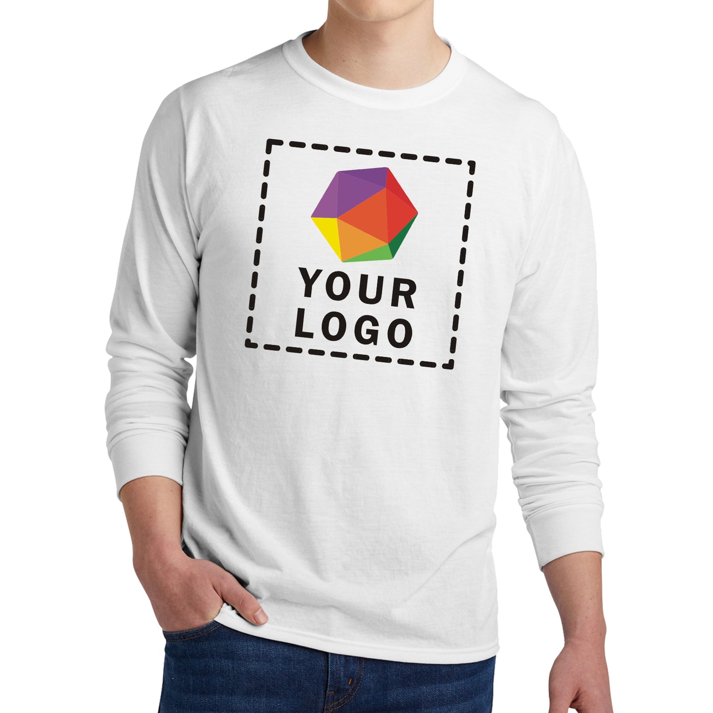 Jerzees® Dri-Power® 100% Polyester Custom Printed Long Sleeve T-Shirt. 21LS