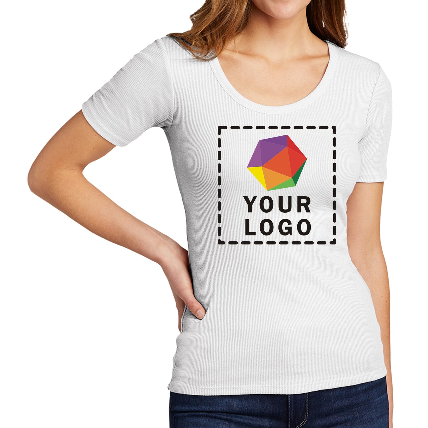 District® Women’s V.I.T.™ Custom Embroidered Rib Scoop Neck Tee - DT6020