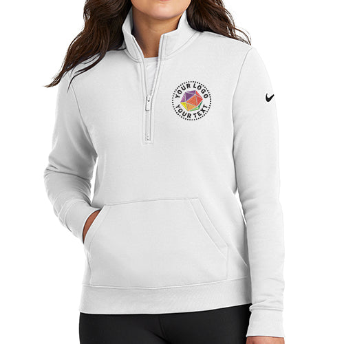 Nike Women's Custom Embroidered Club Fleece Sleeve Swoosh 1/2-Zip - NKDX6720
