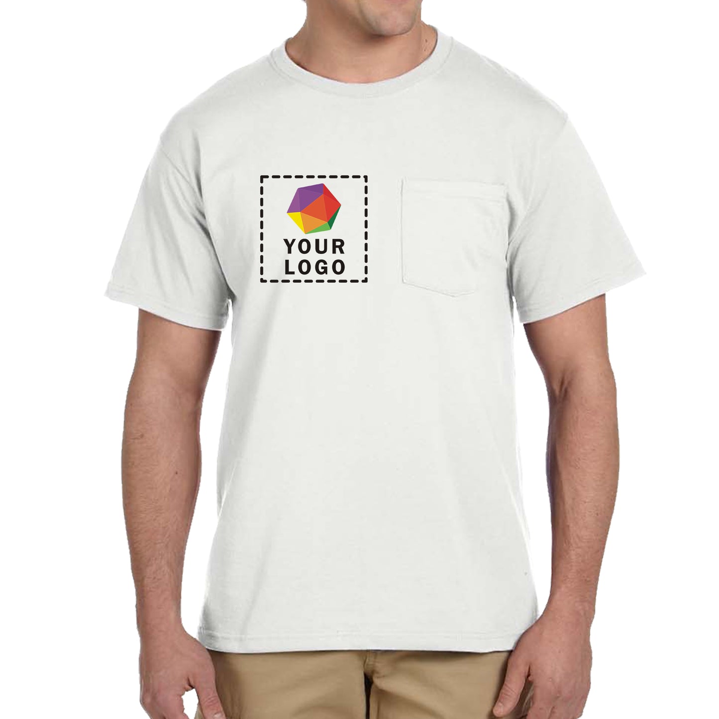 Jerzees® Dri-Power® 50/50 Cotton/Poly Custom Printed Pocket T-Shirt. 29MP