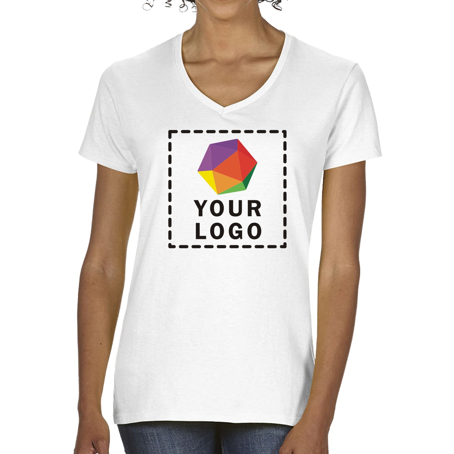 Gildan Custom Printed Ladies' Heavy Cotton™ V-Neck T-Shirt - 5V00L