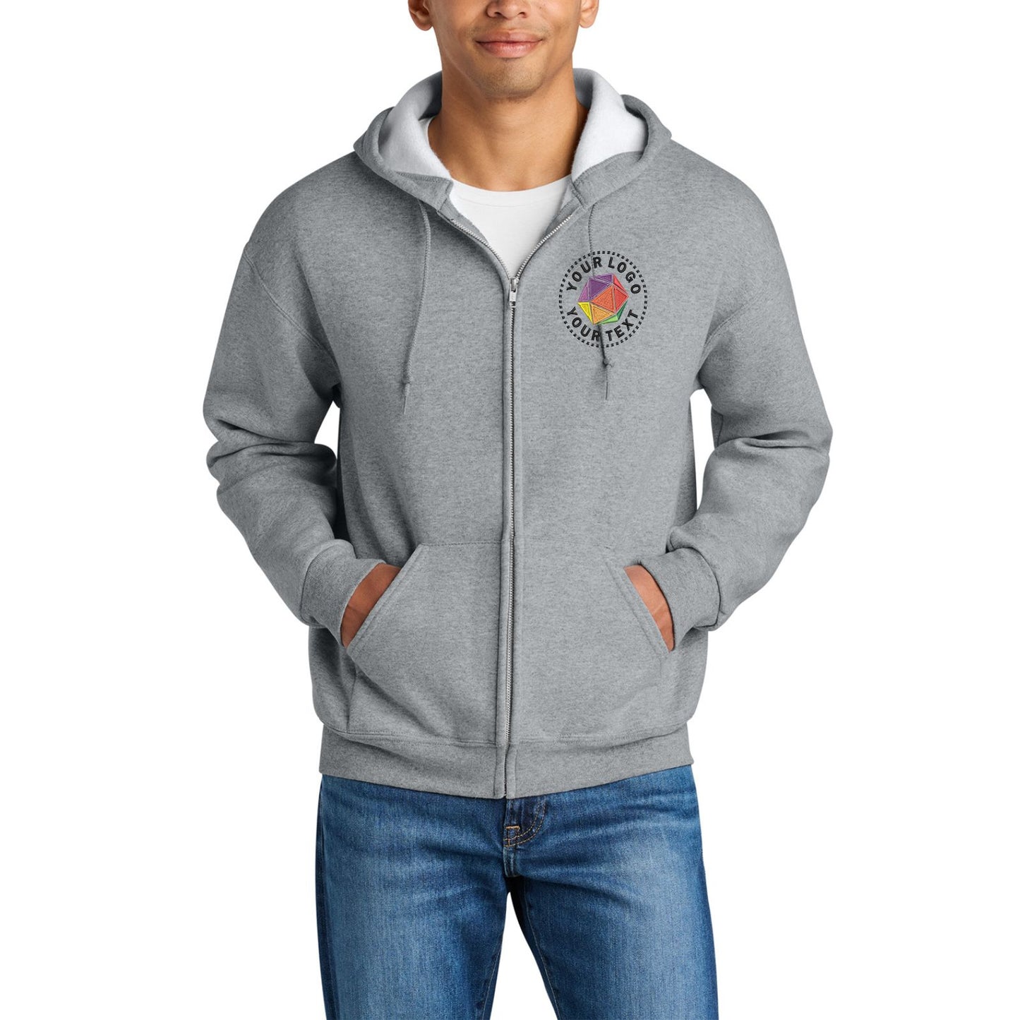 Jerzees Rugged™ Custom Embroidered Unisex Full-Zip Hooded Sweatshirt - Z12M