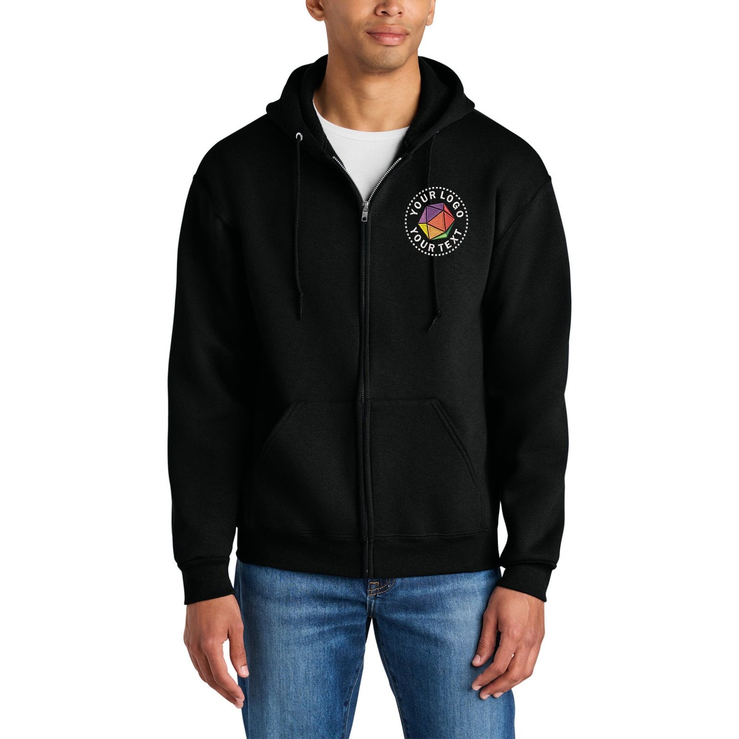 Jerzees Rugged™ Custom Embroidered Unisex Full-Zip Hooded Sweatshirt - Z12M