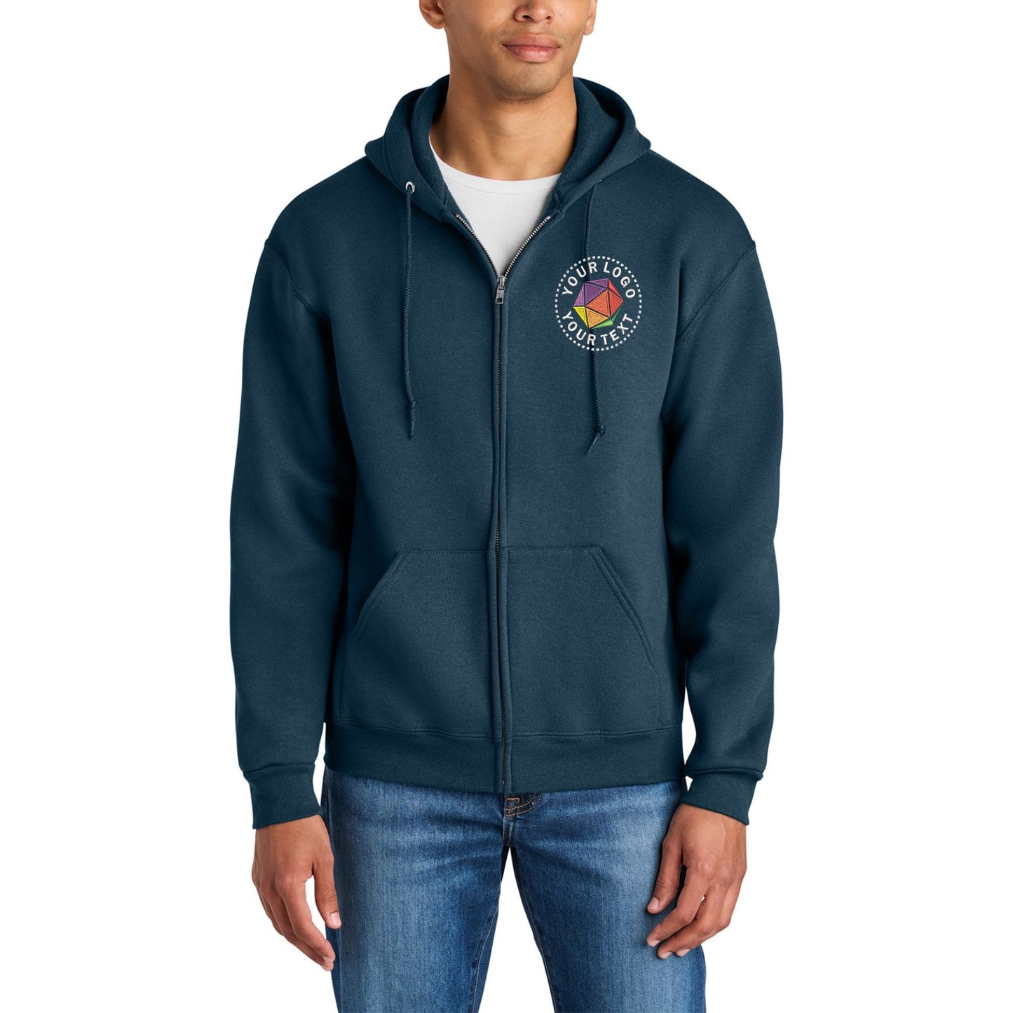 Jerzees Rugged™ Custom Embroidered Unisex Full-Zip Hooded Sweatshirt - Z12M