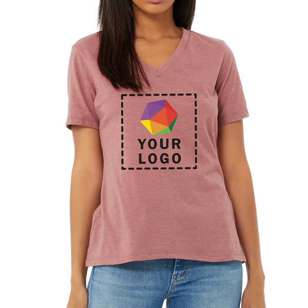 Bella + Canvas Custom Printed Ladies Relaxed Heather CVC Jersey V-Neck T-Shirt - 6405CVC
