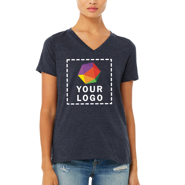Bella + Canvas Custom Printed Ladies Relaxed Heather CVC Jersey V-Neck T-Shirt - 6405CVC