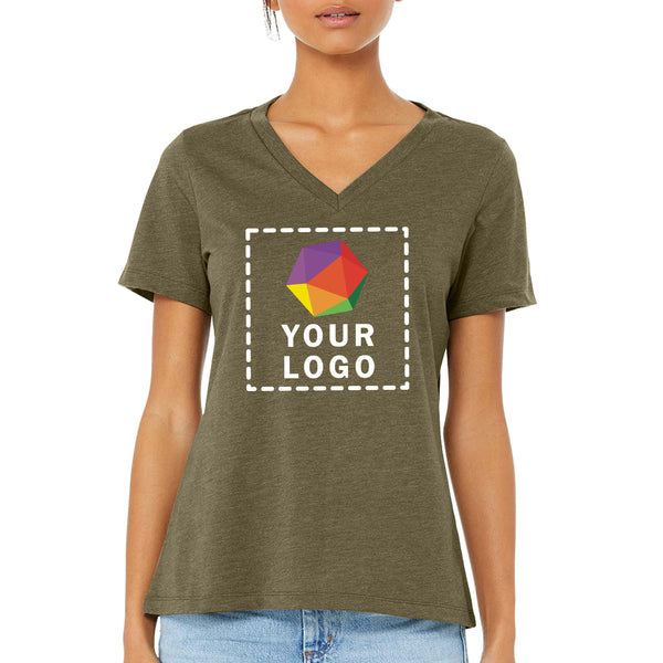 Bella + Canvas Custom Printed Ladies Relaxed Heather CVC Jersey V-Neck T-Shirt - 6405CVC