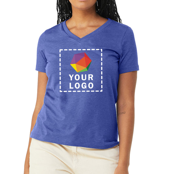 Bella + Canvas Custom Printed Ladies Relaxed Heather CVC Jersey V-Neck T-Shirt - 6405CVC
