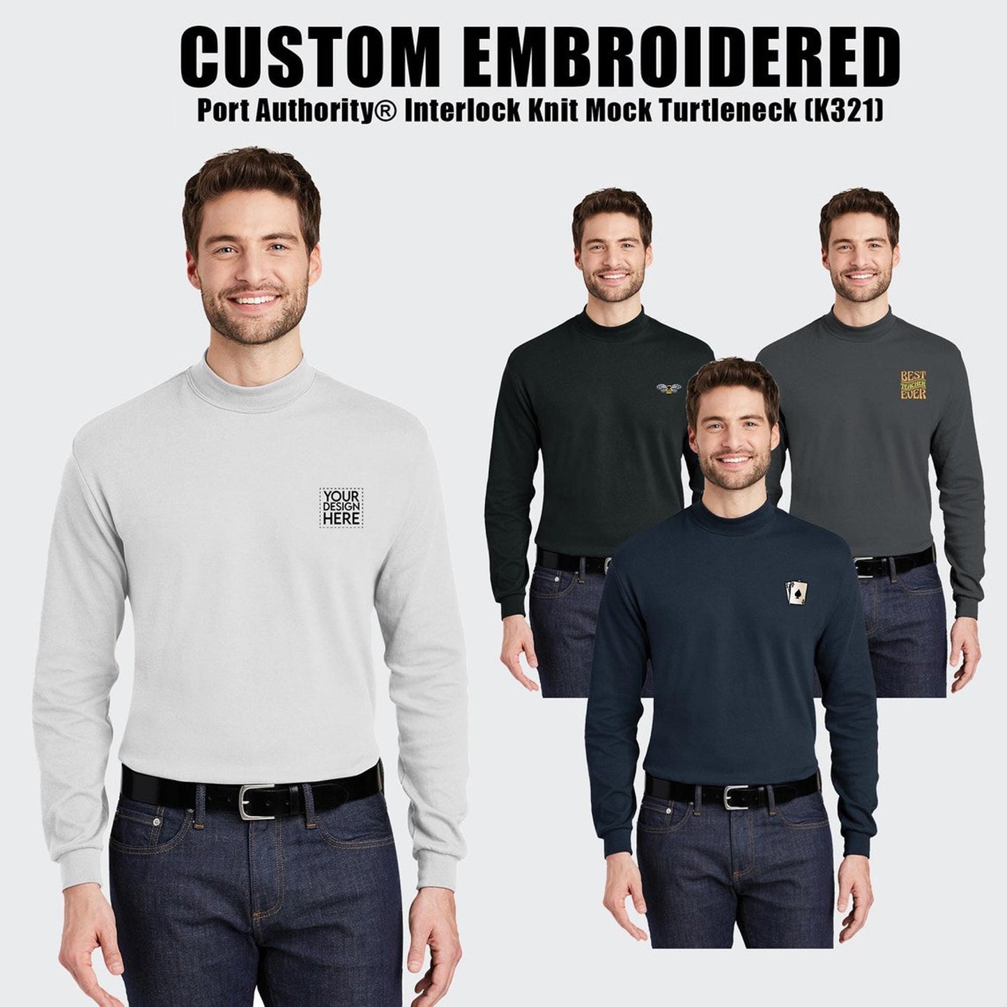 Port Authority® Custom Embroidered Interlock Knit Mock Turtleneck - K321