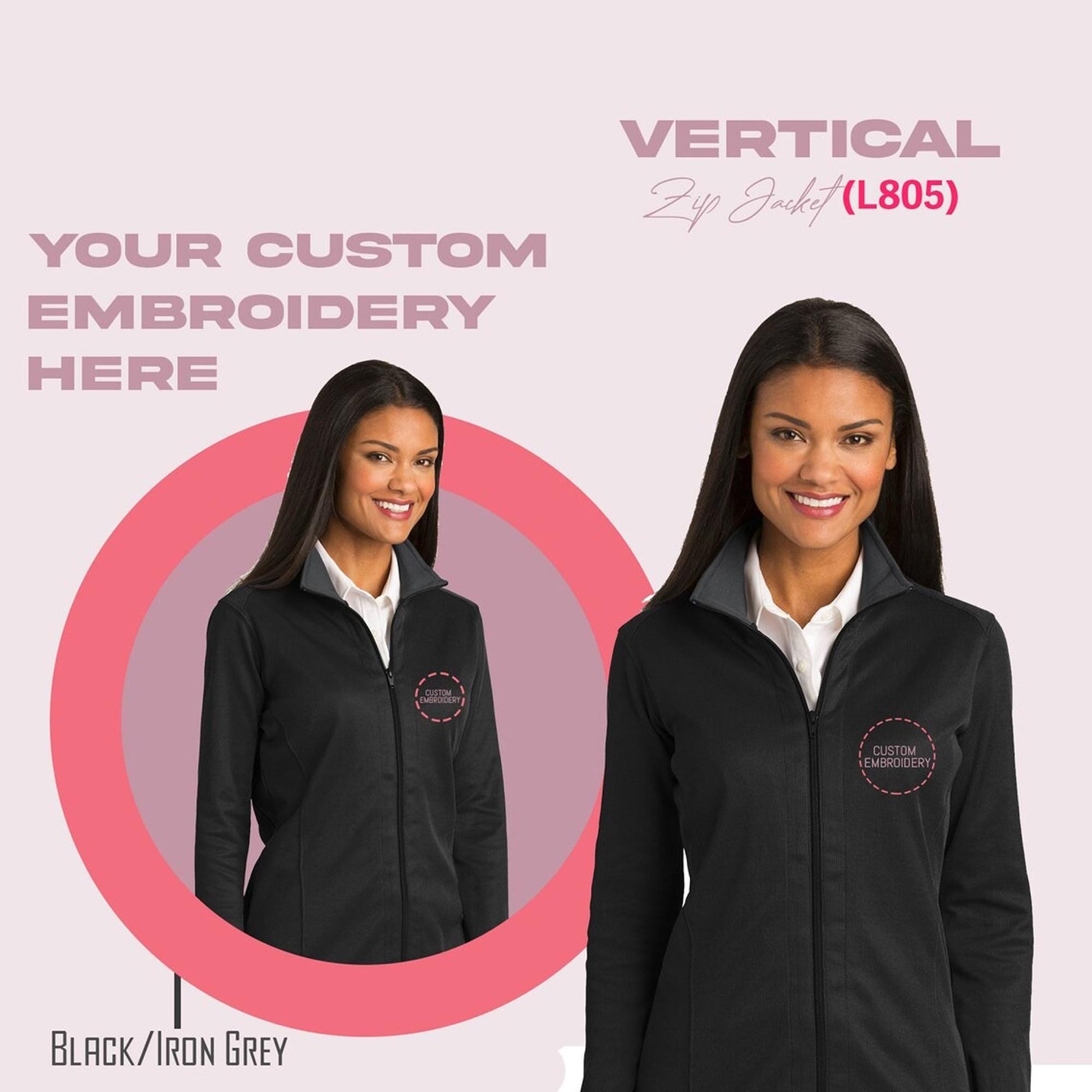Custom Embroidered Women's Full Zip Jacket: Port Authority Vertical Texture - L805