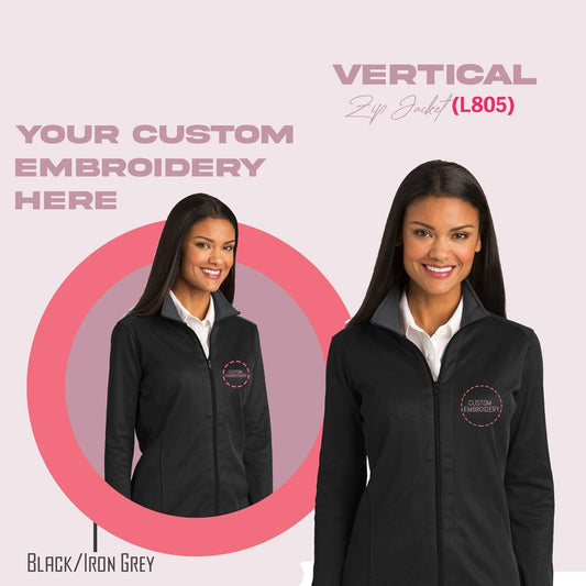 Custom Embroidered Women's Full Zip Jacket: Port Authority Vertical Texture - L805