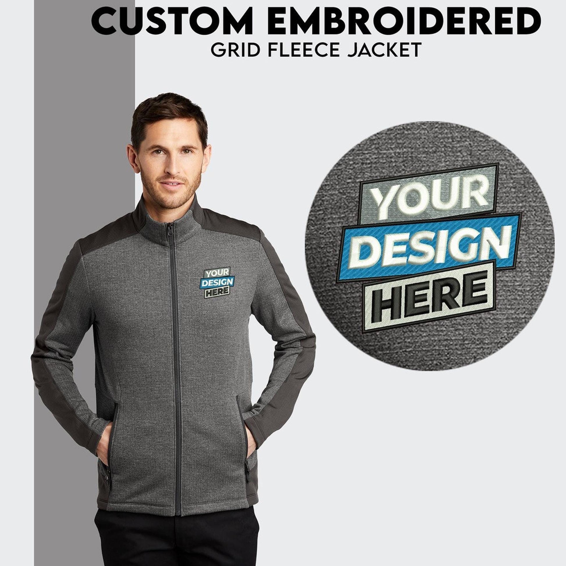 Port Authority® Custom Embroidered Grid Fleece Jacket - F239